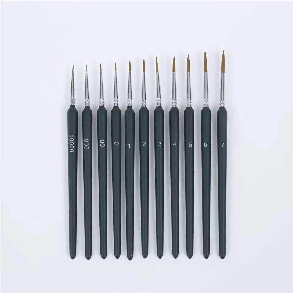Wolf Hair Detail Brush Set For Watercolor, Oil Painting, And Fine Line Drawing